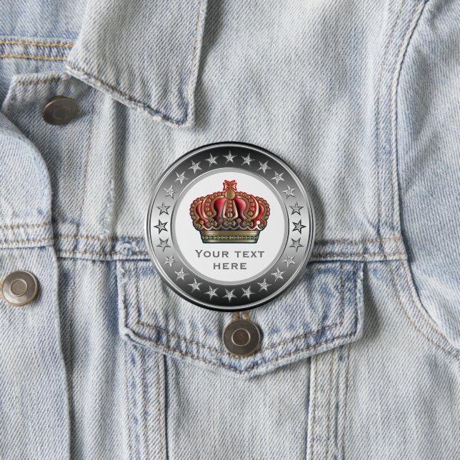 Royal Cross Crown - Gold Blue Red 7.5 Cm Round Badge (In Situ)