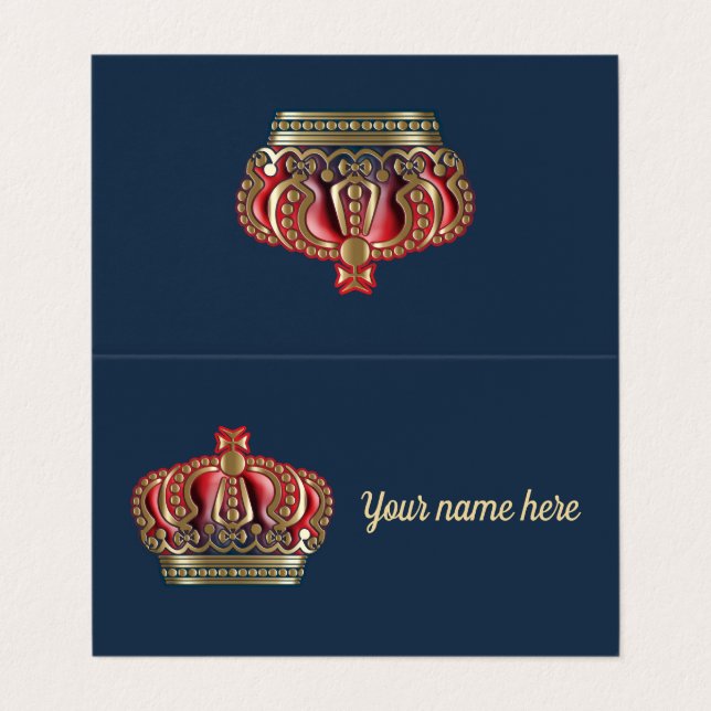 Royal Cross Crown - Gold Blue Red Business Card (Outside Unfolded)