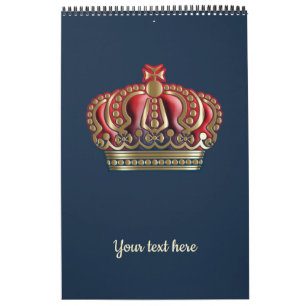 Royal Cross Crown - Gold Blue Red Calendar