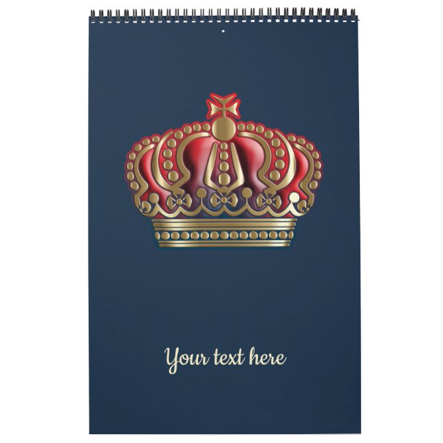 Royal Cross Crown - Gold Blue Red Calendar (Cover)
