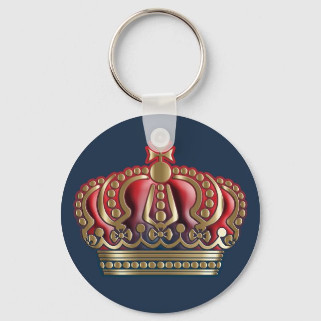 Royal Cross Crown - Gold Blue Red Key Ring (Front)