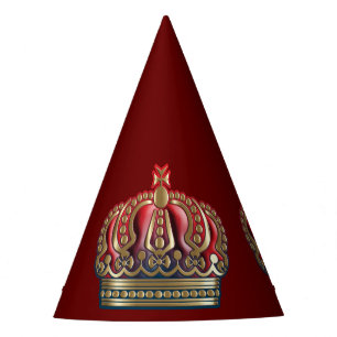 Royal Cross Crown - Gold Blue Red Party Hat