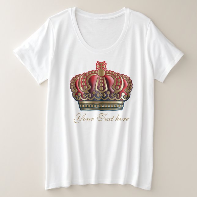 Royal Cross Crown - Gold Blue Red Plus Size T-Shirt (Design Front)