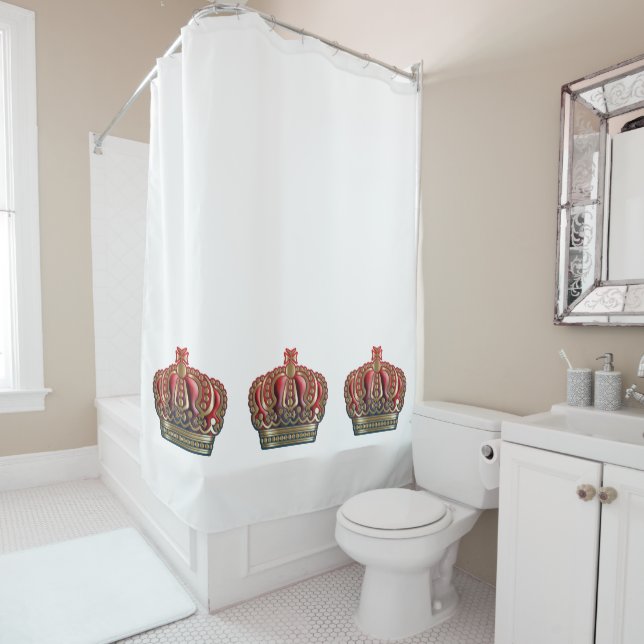Royal Cross Crown - Gold Blue Red Shower Curtain (In Situ)
