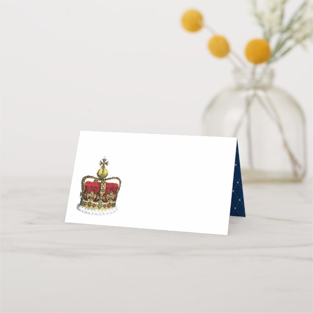 Royal Crown in Red and Gold 2 Place Card (Back)