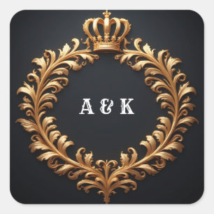 Royal Crown Laurel Wreath Award Emblem ✨ Square Sticker