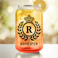 Royal Crown Laurel Wreath Black Monogrammed Name