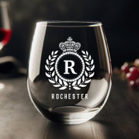 Royal Crown Laurel Wreath White Monogrammed Name