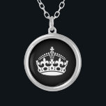 Royal crown logo Silver Plated Necklace<br><div class="desc">Royal crown logo Silver Plated Necklace. Custom colours.</div>