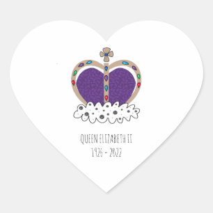 Royal Crown Queen Elizabeth   Heart Sticker