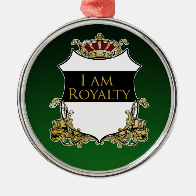 Royal Crown Shield Black Green Gradient Luxe Metal Tree Decoration (Front)