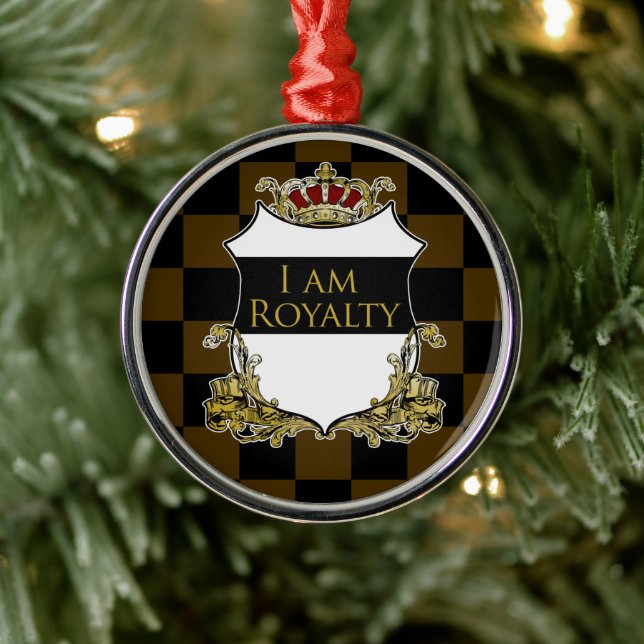 Royal Crown Shield Black Yellow Checker Metal Tree Decoration (Tree)