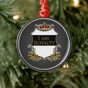 Royal Crown Shield Dark Gray Luxury Metal Tree Decoration