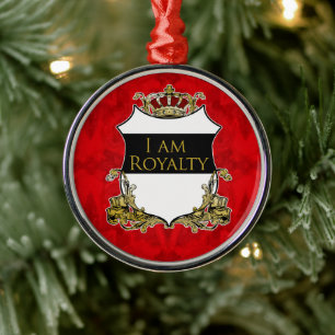 Royal Crown Shield Red Floral Luxe Metal Tree Decoration