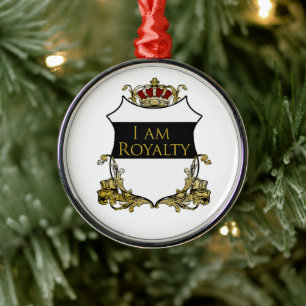 Royal Crown Shield White Background Luxury Metal Tree Decoration