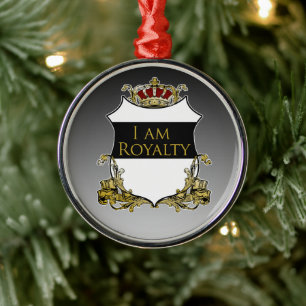 Royal Crown Shield White Gray Gradient Luxury Metal Tree Decoration