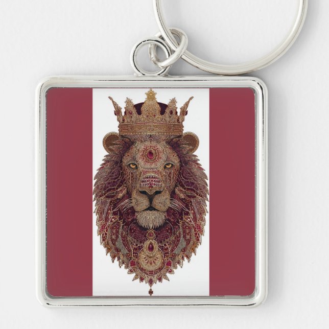 Royal crowned lion art key ring (Front)