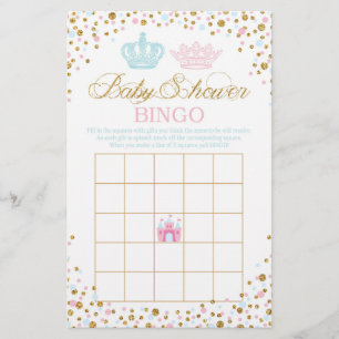 Royal Crowns Prince Princess Baby Shower Bingo Flyer