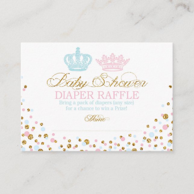 Royal Crowns Prince Princess Diaper Raffle Ticket Enclosure Card (Front)
