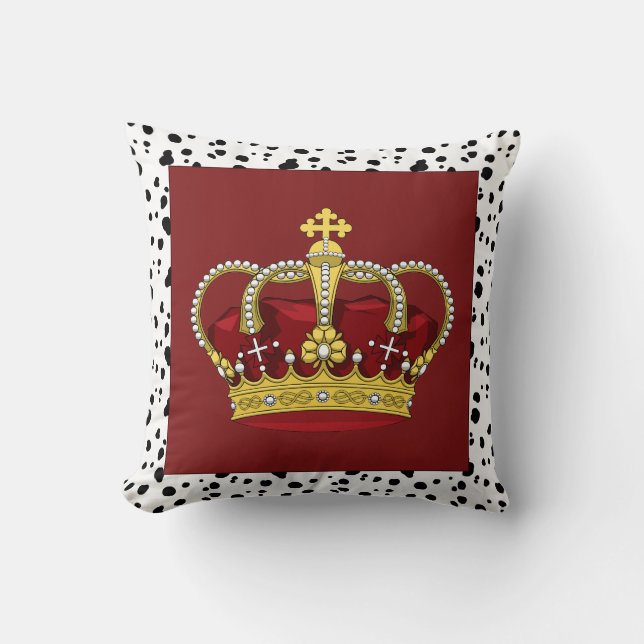 Royal Dalmatian Spots & Crown Cushion (Front)