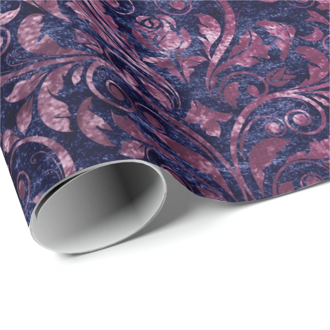 Royal Damask Crushed Velvet Purple Plumstead Ameth Wrapping Paper (Roll Corner)