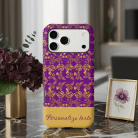 Royal Dark Plum & Damask Floral Printed Gold