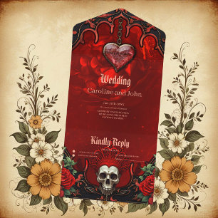 Royal darkness, a gothic heart and skull. all in one invitation