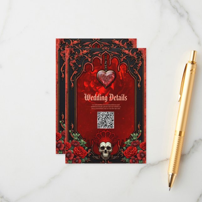 Royal darkness, a gothic heart and skull. enclosure card (Front/Back In Situ)