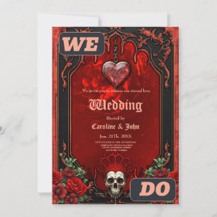 Royal darkness, a gothic heart and skull invitation