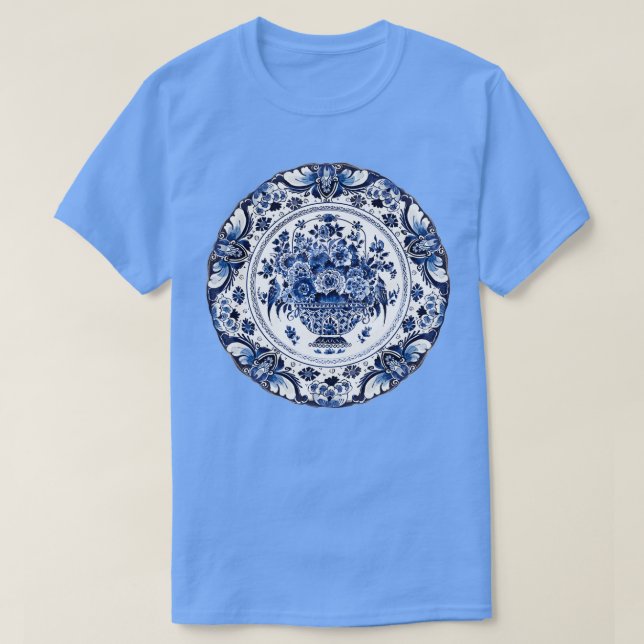 Royal Delft Blue Flower Basket T-Shirt (Design Front)
