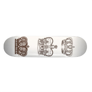 Royal design with crown in vintage style skateboard