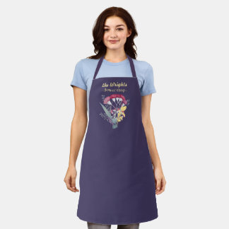 Royal diamonds purple floral illustrated custom apron
