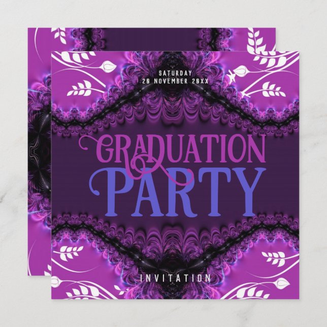 Royal Diva Purple Graduation Party Invitations (Front/Back)
