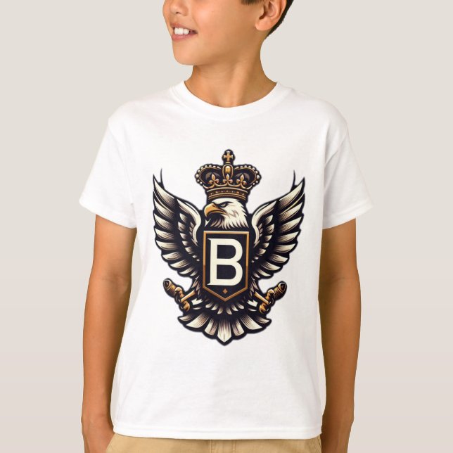 "Royal Eagle Emblem with Crowned Letter B" T-Shirt (Front)