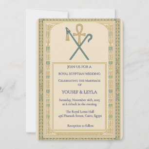 Royal Egyptian Ankh & Sceptre Gold Wedding  Invitation