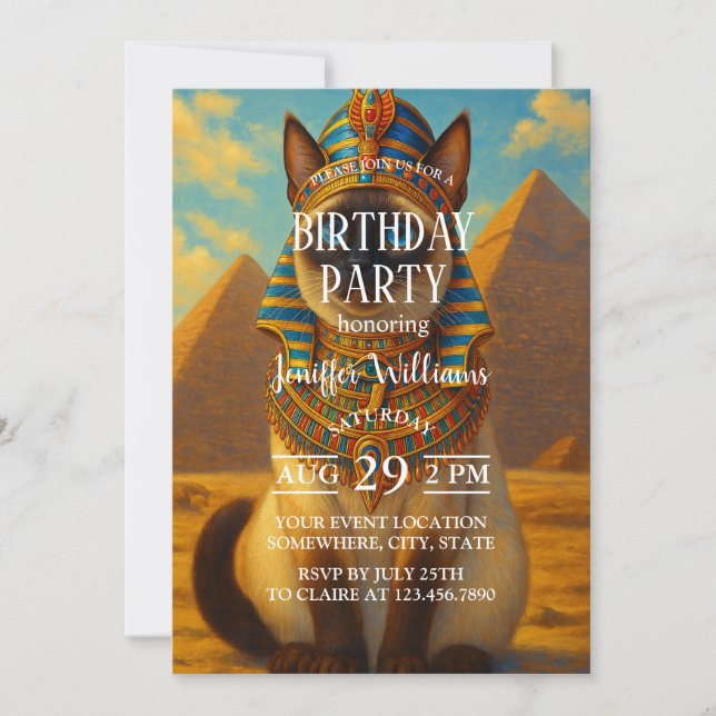 Royal Egyptian Pharaoh Cat in Desert               Invitation (Front)