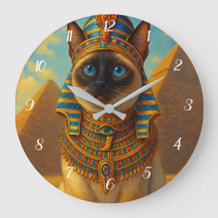Royal Egyptian Pharaoh Cat in Desert Large Clock