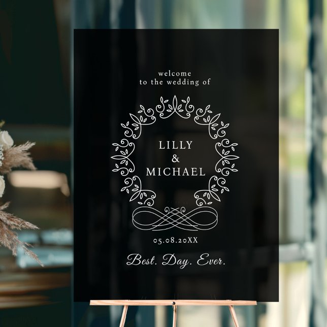 Royal, Elegant, "Best-Day-Ever" Wedding Acrylic Sign (Royal, Elegant, "Best-Day-Ever" Wedding Acrylic Sign)
