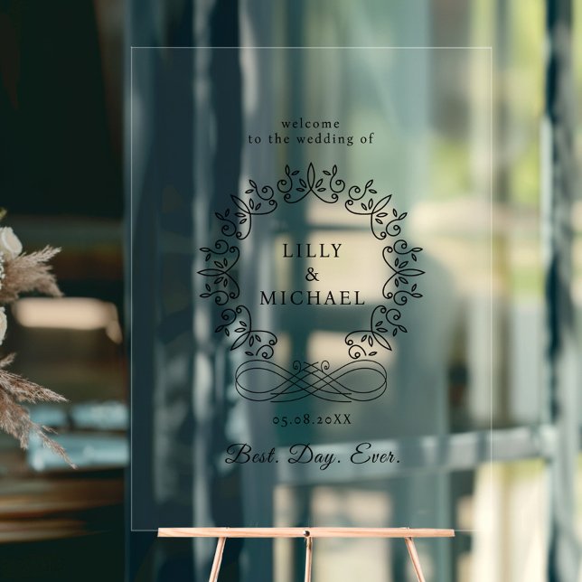 Royal, Elegant, "Best-Day-Ever" Wedding Acrylic Sign (Royal, Elegant, "Best-Day-Ever" Wedding Acrylic Sign)