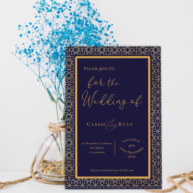 Royal Elegant Blue and Gold Wedding invitation (Royal Elegant Blue and Gold Wedding invitation)