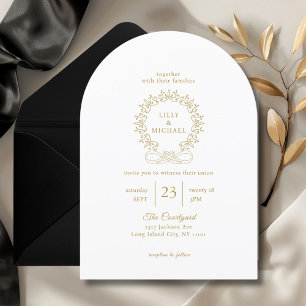 Royal, Elegant, White, Wedding Invitation