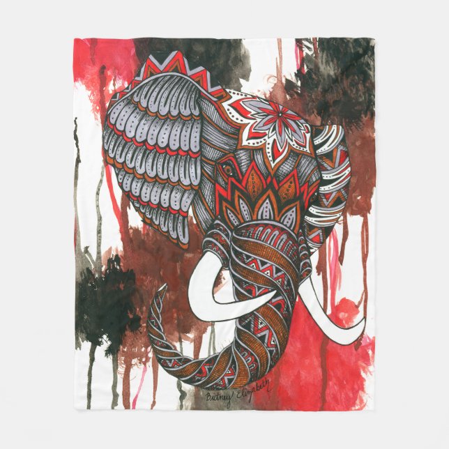 Royal Elephant Fleece Blanket (Front)
