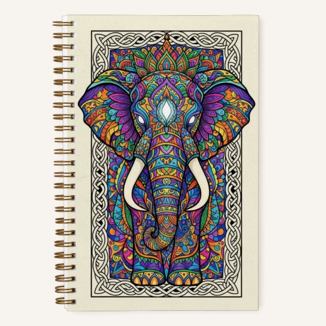 Royal Elephant Mandala Zen tangle Journal (Front)