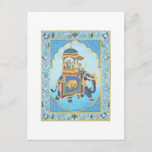 ROYAL ELEPHANT RIDE VINTAGE INDIAN ART POSTCARD