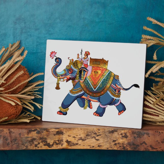Royal Elephant's Journey: Indian Folkloric Design Plaque (Side)