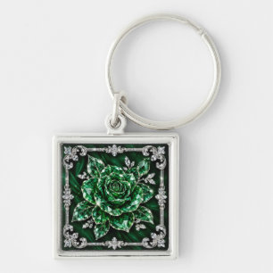 Royal Emerald Crystal Flower collection Key Ring