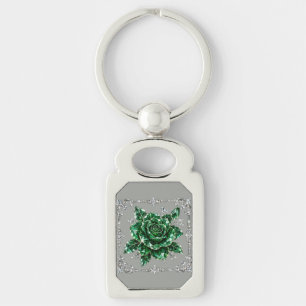 Royal Emerald Crystal Flower collection Key Ring