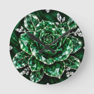Royal Emerald Crystal Flower collection Round Clock