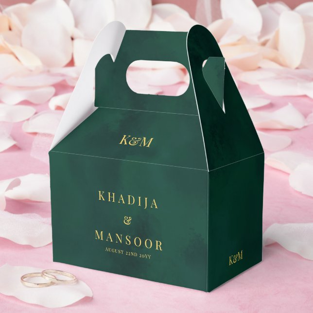 Royal Emerald Green Monogram Wedding Thank You Favour Box (Wedding)
