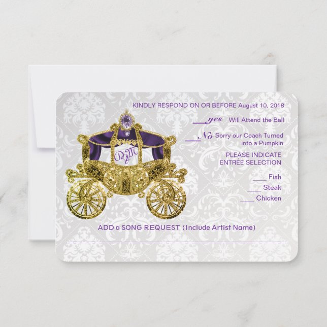 Royal Fairytale RSVP with Song Request Invitation (Back)